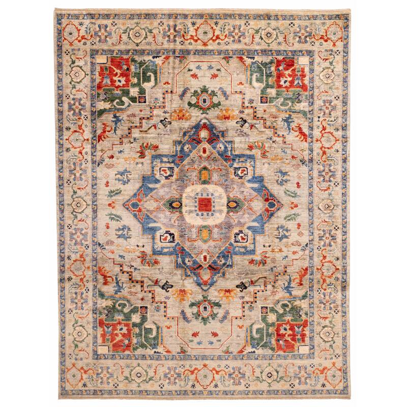 ECARPETGALLERY Hand-knotted Aryana Light Grey Wool Rug - 9'1 x 11'8