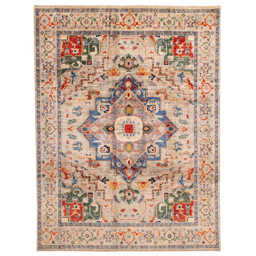 ECARPETGALLERY Hand-knotted Aryana Light Grey Wool Rug - 9'1 x 11'8