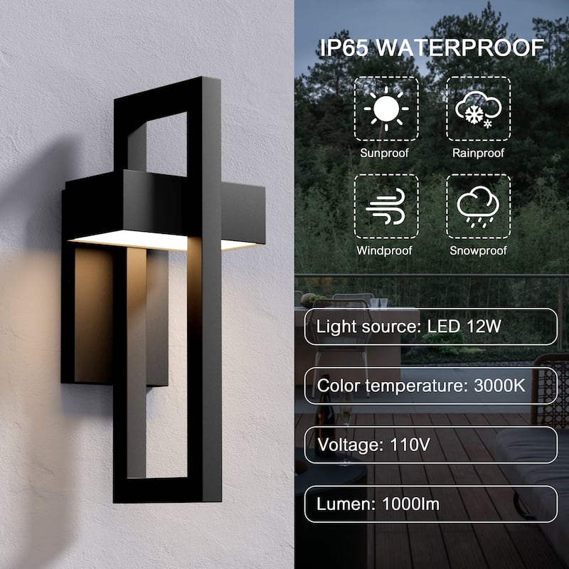 Integrated LED Black/White Aluminum Outdoor 1-Light Wall Sconce
