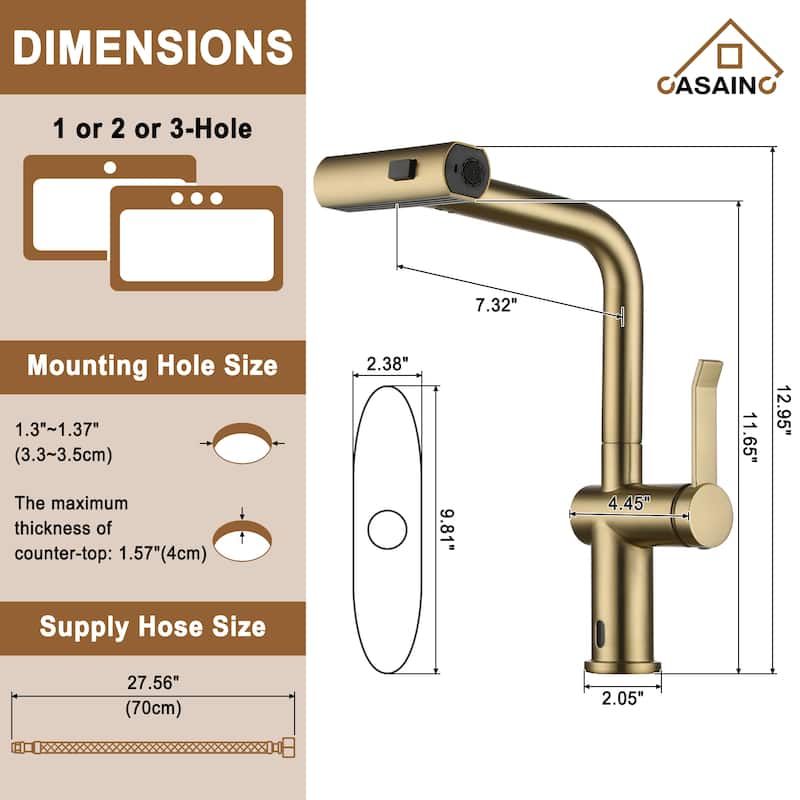 Single Handle Pull Down Sprayer Kitchen Faucet with Motion Sense Wave, Power Boost