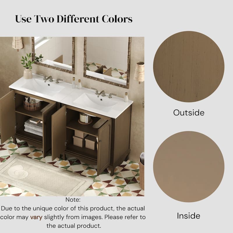 Christopher Knight Home - 30" Vintage Bathroom Vanity with Ceramic Sink & Adjustable Storage Shelves