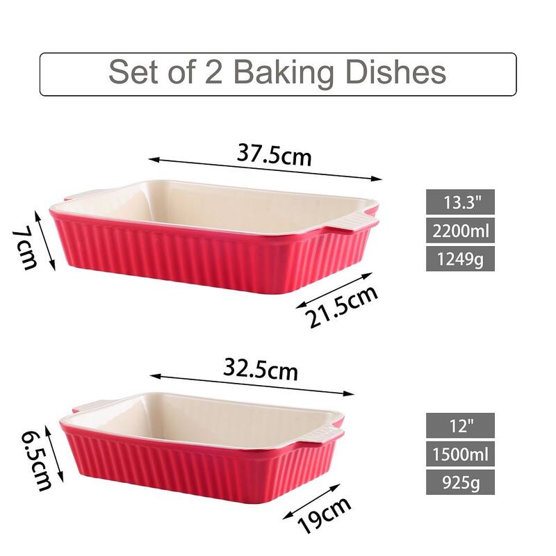 MALACASA Series Bake.Bake, Rectangle Porcelain Bakeware Set