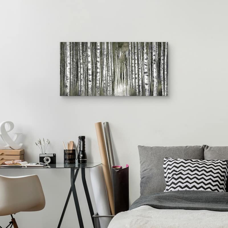 Birch Moment Grey Canvas Art Print