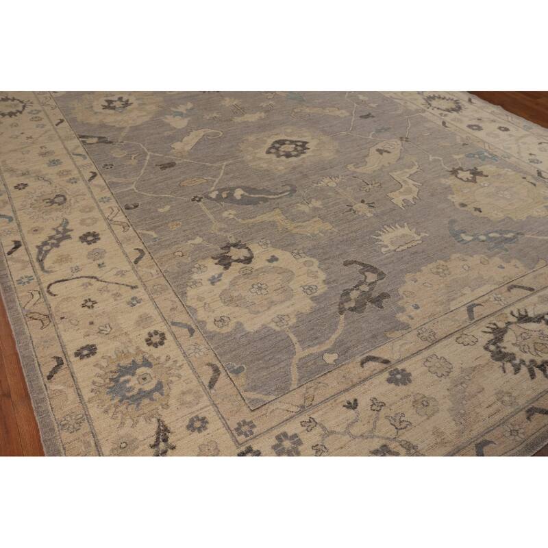 Vegetable Dye Oushak Turkish Rug Hand-Knotted Living Room Wool Carpet - 9'4"x 11'8"