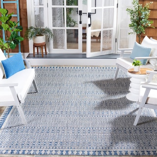 SAFAVIEH Courtyard Zikrija Transitional Rug - Navy/Grey [8' x 11'] - 8' x 11'