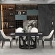 preview thumbnail 13 of 39, Cuve Edge Rectangle Dining Table Kitchen Table, Slate Table Top With Blakc Metal Pedestal