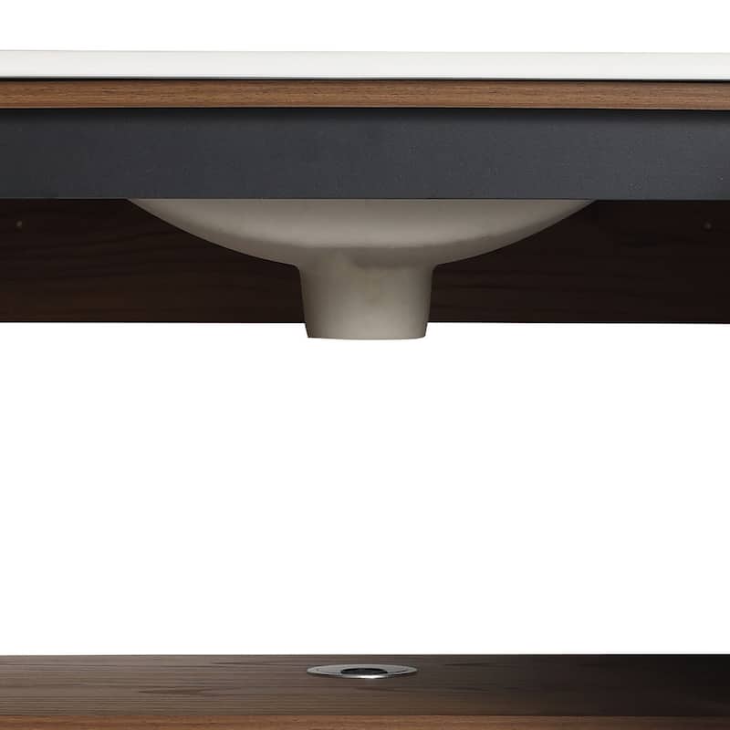 Minimalist Design Wooden Vanity with Ceramic Top Sink