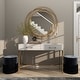 preview thumbnail 22 of 32, Stylish Metal Wall Mirror with Overlapping Circles and Foiled Finish - Gold or Gray