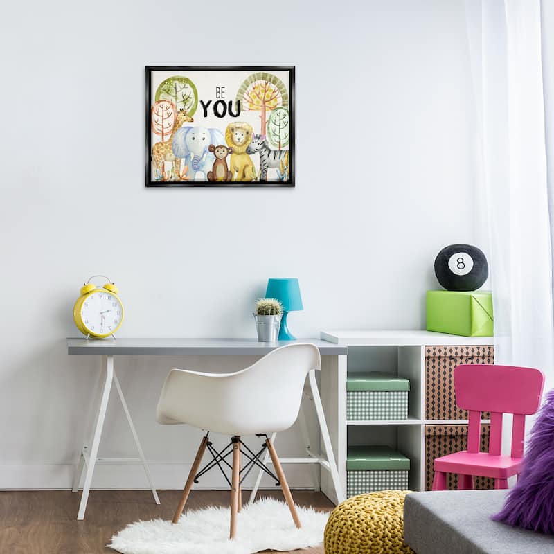 Stupell Be You Jungle Animals Framed Floater Canvas Wall Art Design By Kim Allen