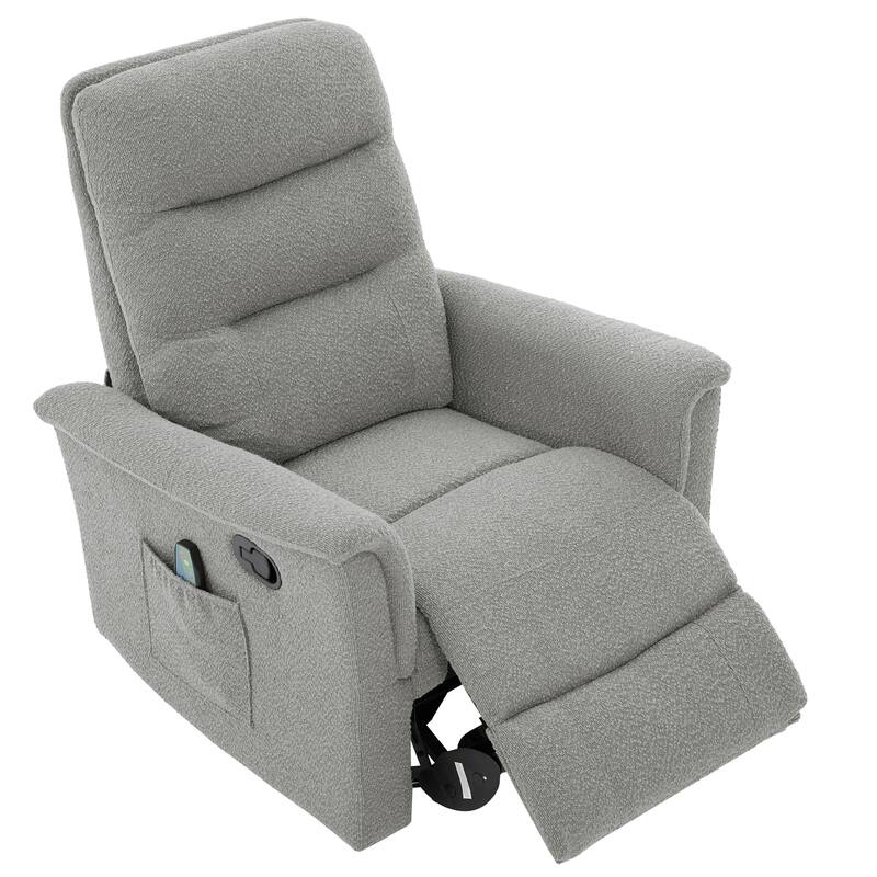 Roomfitters Manual Massage Swivel Rocker Recliner Chair with Heat and Side Pocket, PU Leather