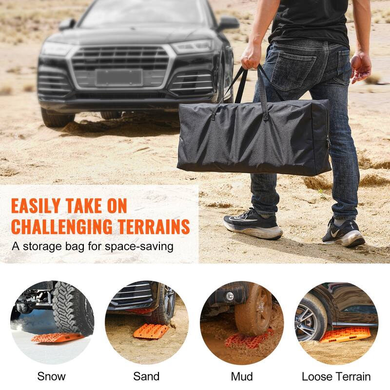 Traction Boards with PP Material, Recovery Boards for Off-road Vehicles/Cars/Pickups/SUVs/RVs, Pair Tire Traction Mats on Snow