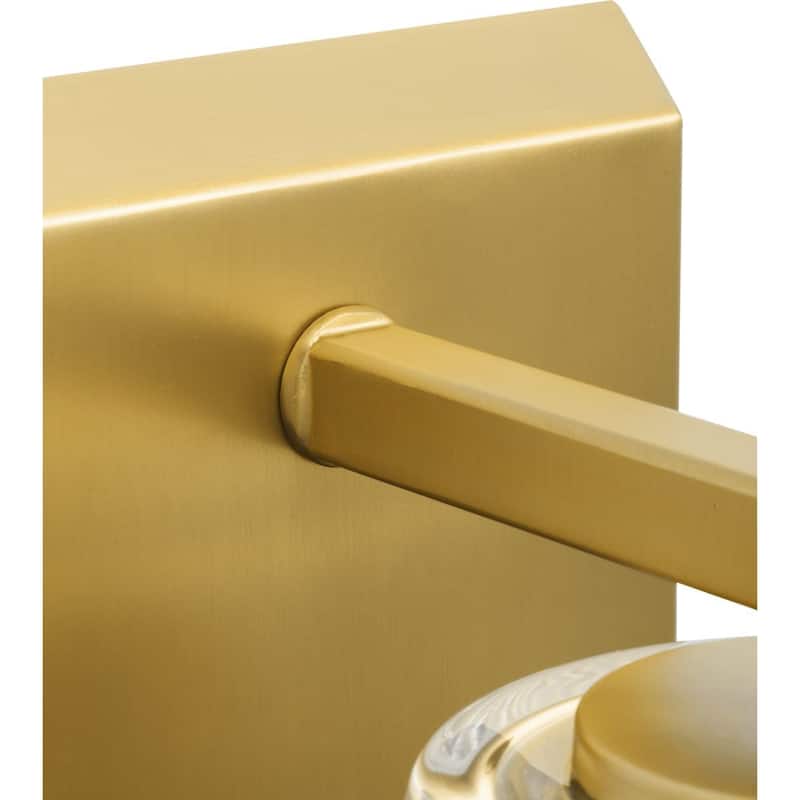 Vertex Collection One-Light Brushed Gold Clear Glass Contemporary Bath Light - 4.75 in x 6.25 in x 7.5 in