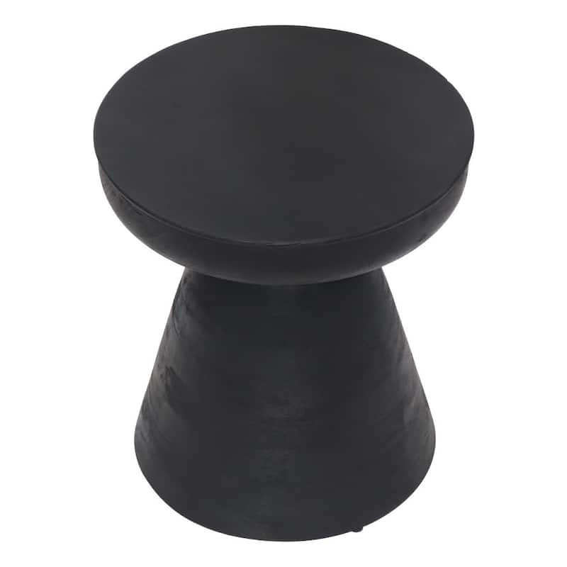 HomeRoots 18" Black Solid Wood Round End Table - 15.90 in. x 18.10 in. x 15.90 in.
