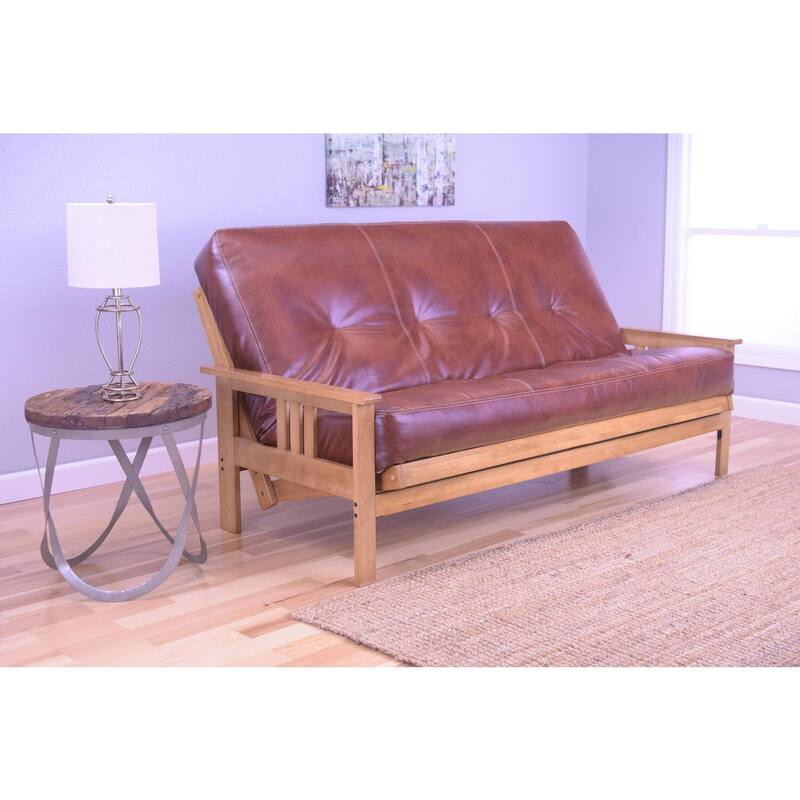 Futon Frame Sofa Bed Convertible - Mission Style Hardwood Futon with Mattress - 79L x 37W x 33H