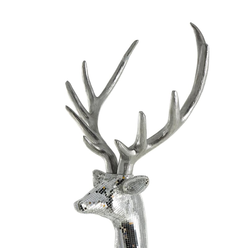 Fiberglass Reindeer Floor Decorative Christmas Sculpture with Mosaic Pattern - Copper or Silver - Roche River Decor