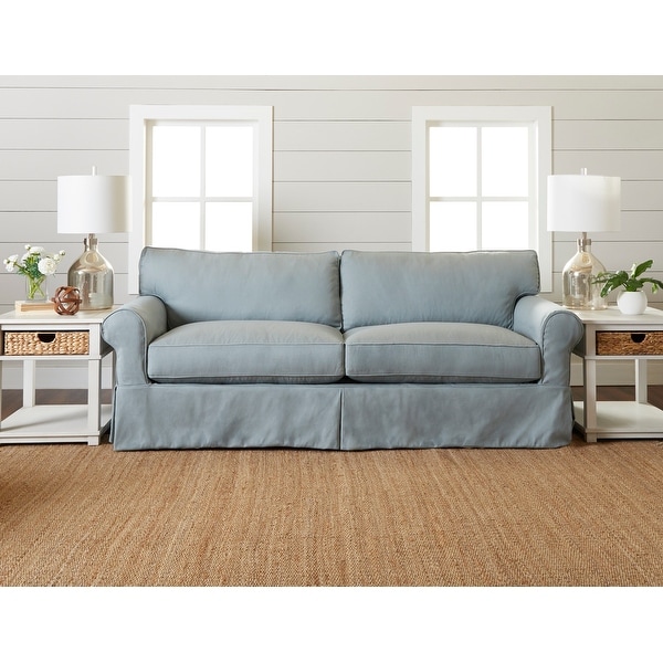 Down slipcovered on sale sofa