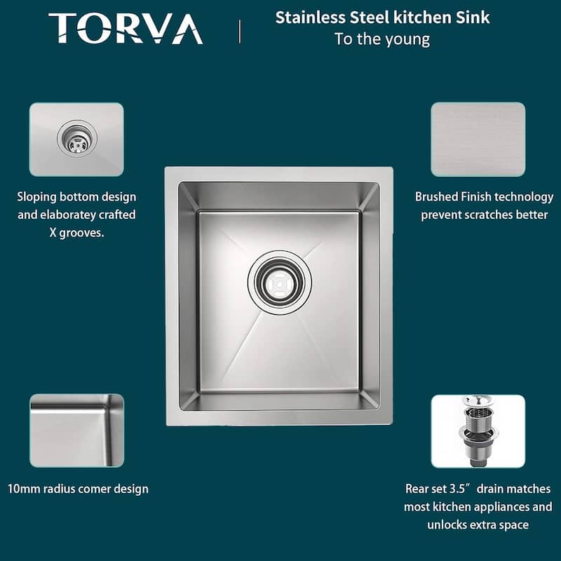 Undermount Single Bowl Stainless Steel Kitchen Sink 16 gauge-ALL SIZE