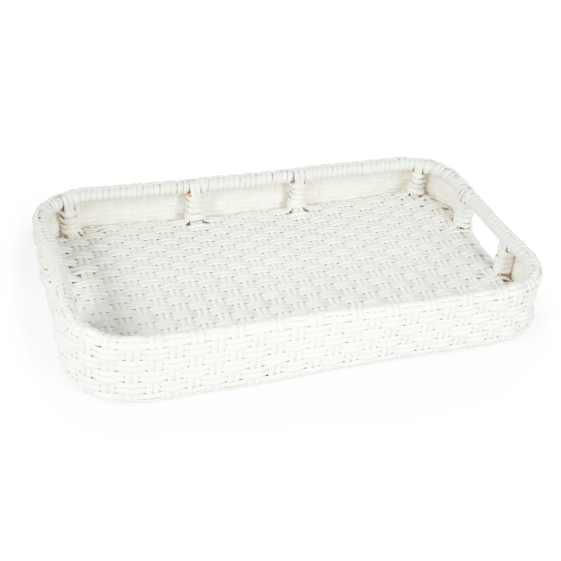 Butler Selena Blue & White Rattan Bar Cart