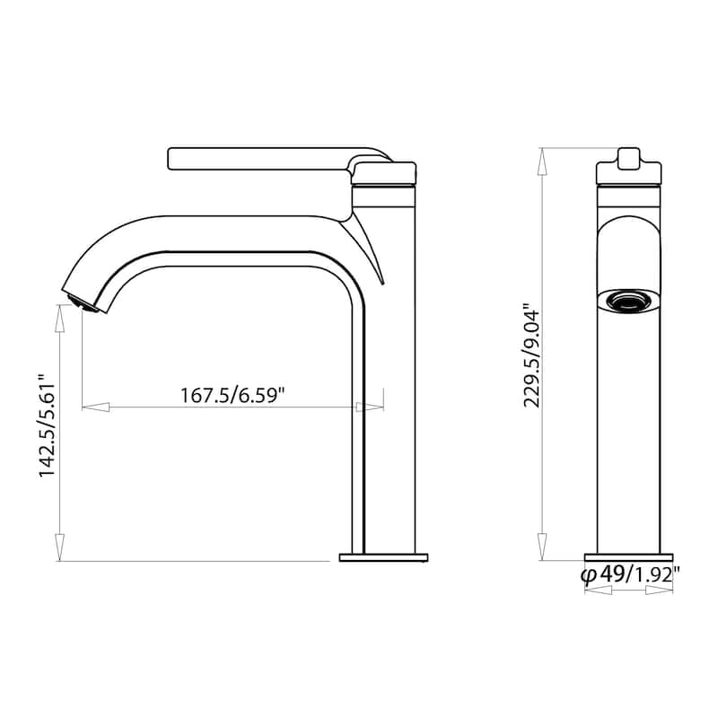 9 in.H Modern Matte Black/ Brushed Gold Single Handle Bathroom Faucet includes Hardware