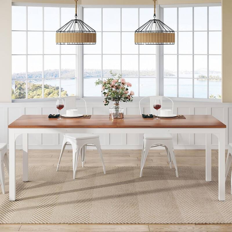 78.7" Rectangular Dining Table, Wood Kitchen Table for Home, Restaurant, Cafe, Office, Apartment, Bakery