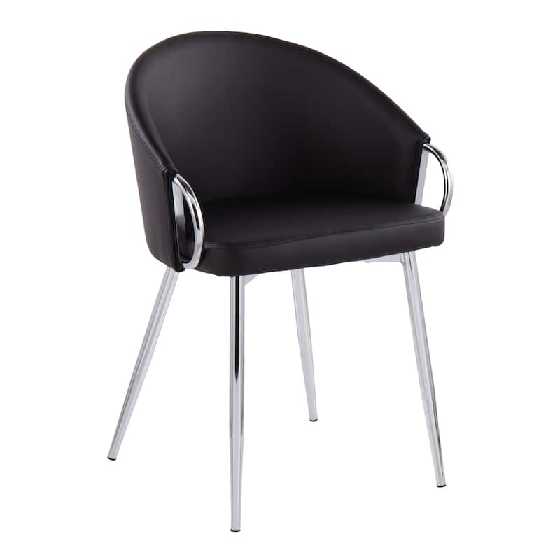 Silver Orchid Battista Upholstered Chair - Set of 2 - Black Faux Leather/Chrome Metal