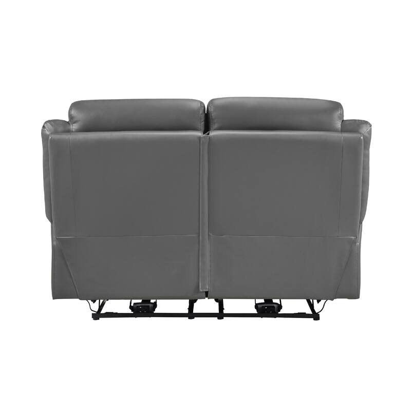 Conia Power Double Recliner Loveseat, Dark Gray Leather, USB, 63 Inch