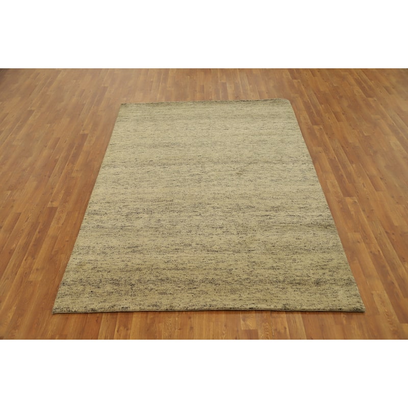 Hand Knotted Oriental 100% Wool Carpet Modern Modern Beige & Ivories Gabbeh Area Rug - 7' 10'' X 5' 8''