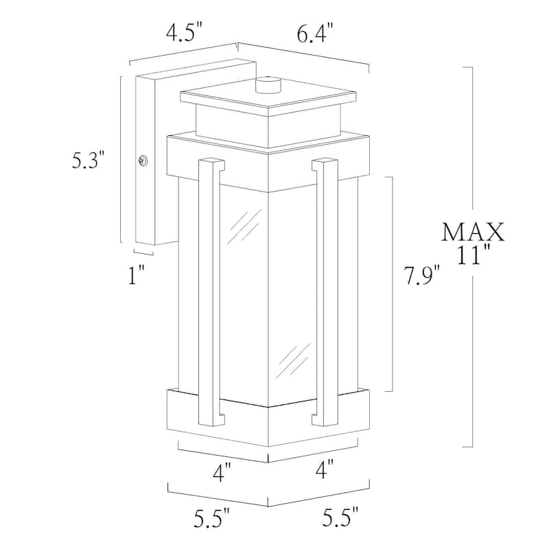 Modern Black Outdoor 1-light Lantern Wall Light Porch Front Door Dimmable Exterior Lights Glass Iron