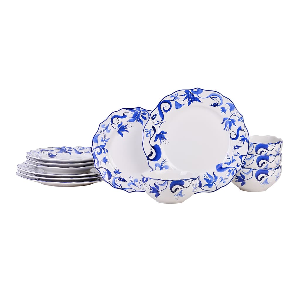 222 Fifth Ayla Collection Dinnerware Set, 12-piece, Blue