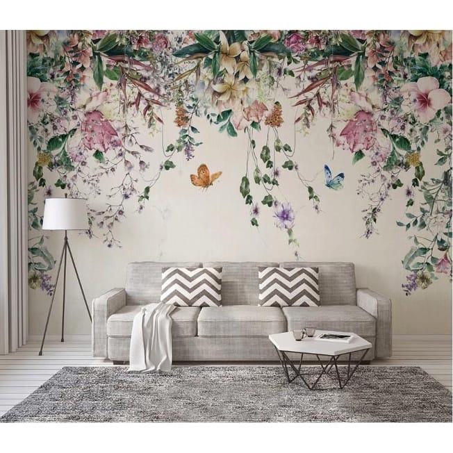 GK Wall Design Colorful Flowers and Leaves Floral Removable Wallpaper