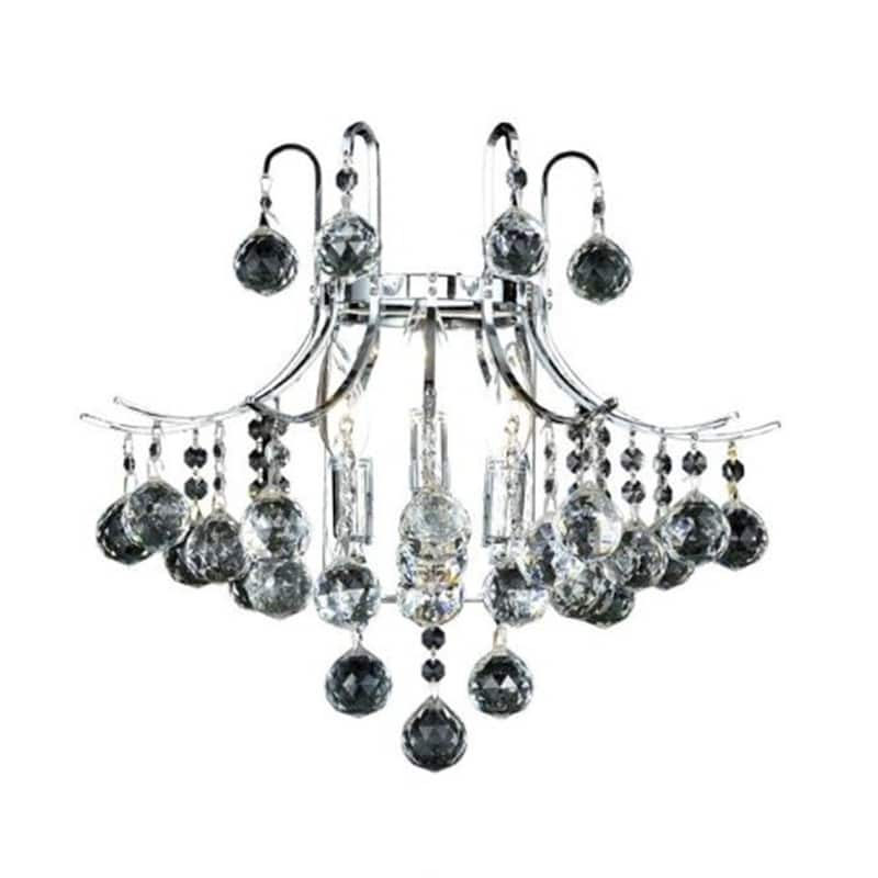 3 Light Chrome Wall Sconce - Elegant Crystal Wall Lighting, 16" Wide, Modern Home Decor - 14