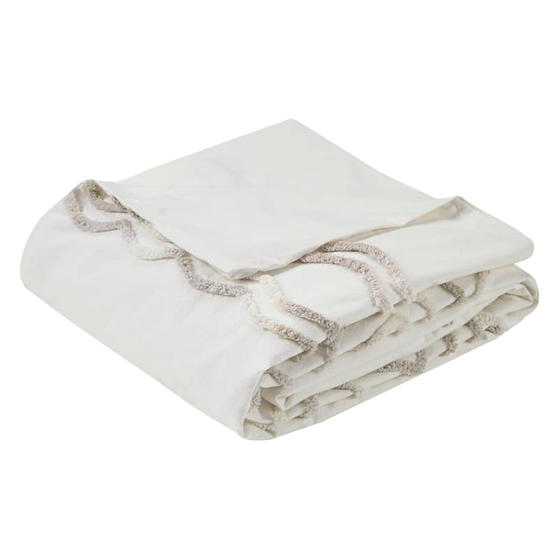 Madison Park Juliana Ivory/ Taupe Tufted Cotton Chenille Duvet Cover Set