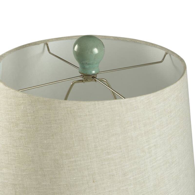 Ceramic Table Lamp - Glazed Finish - Light Grey Shade