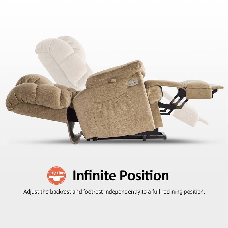 MCombo Infinite Position Dual Motor Lift Chair with Power Headrest for Elderly People, Extended Footrest, Fabric