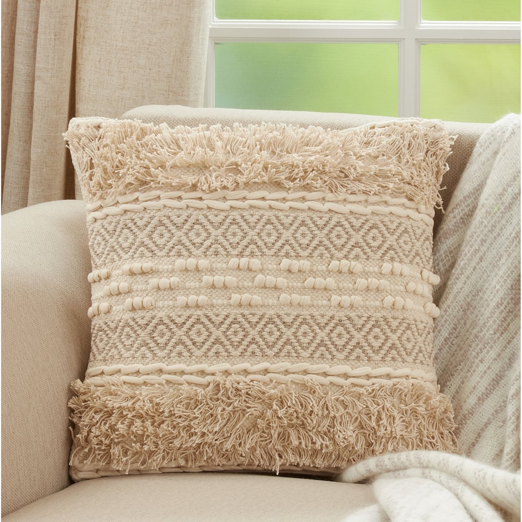 Throw Pillow With Corded Moroccan Design