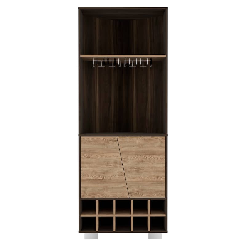 Corner Bar Cabinet, Ten Built-in Wine Rack, Two Shelves, Double Door