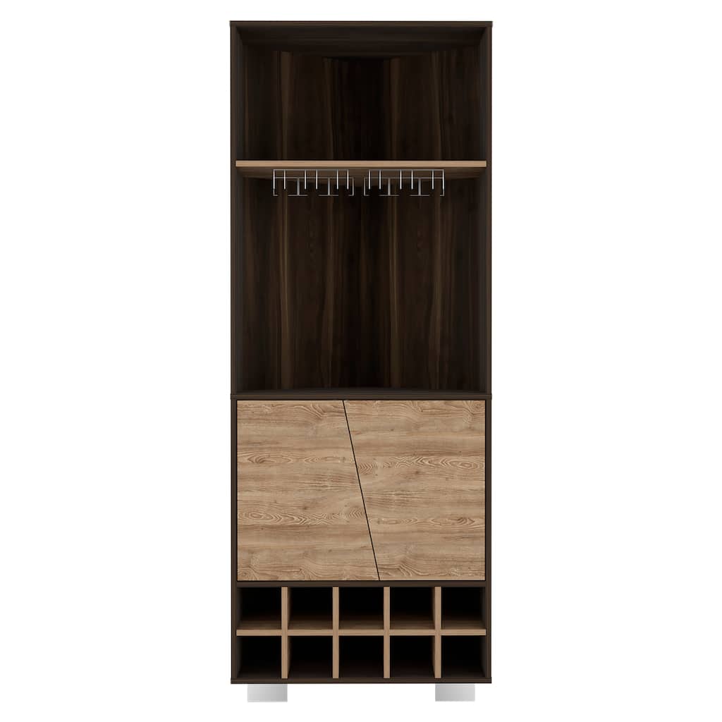 Corner Bar Cabinet for Living Room, Dark Oak / Pine