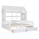 preview thumbnail 4 of 7, House-shaped Roof Frame Platform Beds with 2 Drawers for Boy Girl Shared Beds, Combination of 2 Side By Side Twin Beds, White