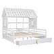 preview thumbnail 21 of 22, Twin House Platform Kids Beds with Roof, 2-Drawers for Shared Rooms, Grey