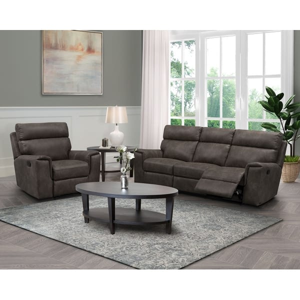Abbyson Lawrence 2 Piece Fabric Manual Reclining Sofa and Recliner Set