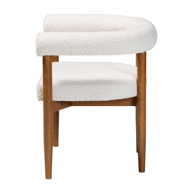 Caia Boucle Dining Chair - Modern Upholstered Accent Armchair, Cream, Minimalist Design