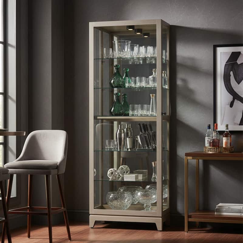 Howard Miller Luke VI 6-Shelf Aged Grey Corner Curio Cabinet - Aged-Grey