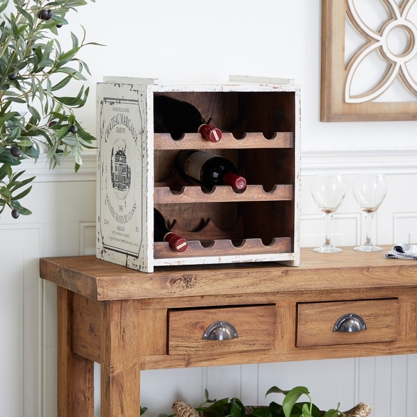 Wood Farmhouse Wine Rack 16 x 14 x 13 14 x 13 x 16 On Sale