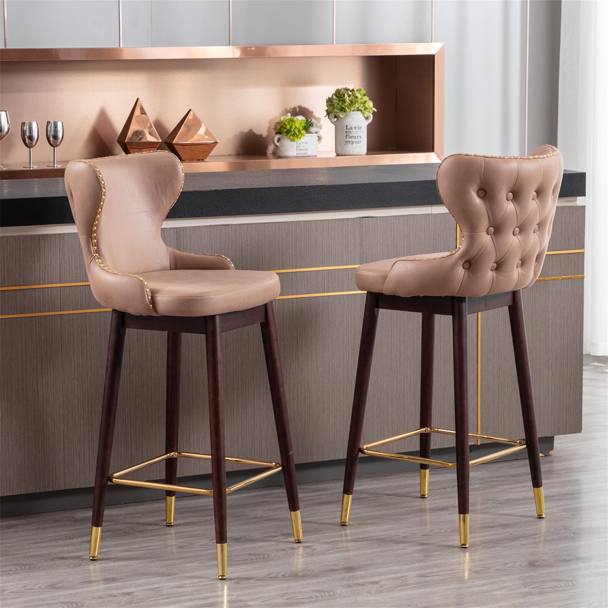 Wood and fabric bar stools deals
