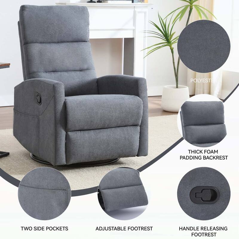 Manual Recliner Chair with Rocker and Swivel,for Living Room Comfort and Relaxation