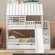 preview thumbnail 16 of 22, Twin Over Twin House Bunk Bed with Slide & Trundle, Solid Wood Bunk Bed Frame w/Storage Staircase, Roof & Window for Kids, Teens