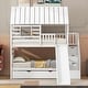 preview thumbnail 3 of 14, Twin over Twin House Bunk Bed with Trundle and Slide, Storage Staircase, Roof and Window Design
