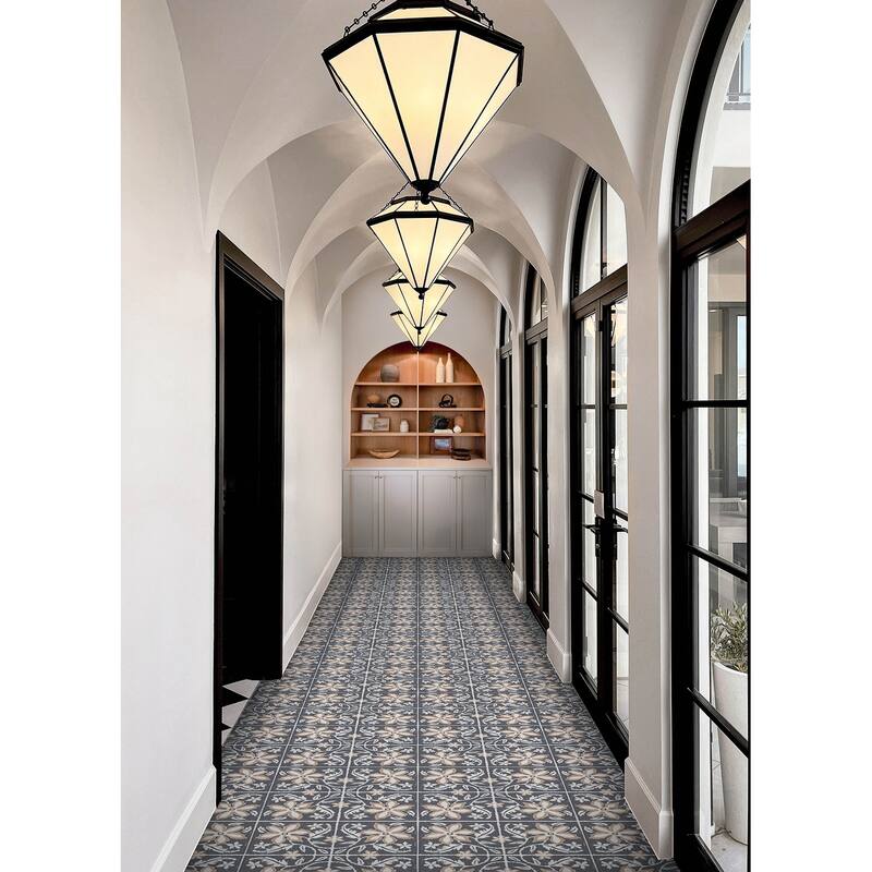 FloorPops Lillium Blue Peel and Stick Floor Tiles