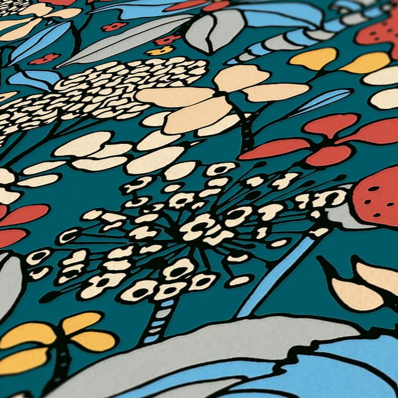 AS Creation Zetta Blue Floral Riot Wallpaper