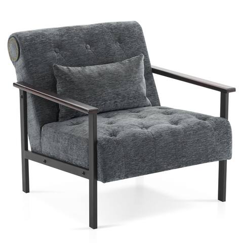 MCombo Modern Accent Chairs, Chenille Upholstered Armchair, Ergonomics Lounge Chair for Living Room HQ417